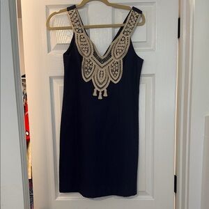 Lilly Pulitzer Women’s Navy Dress with Cream Lace Neckline